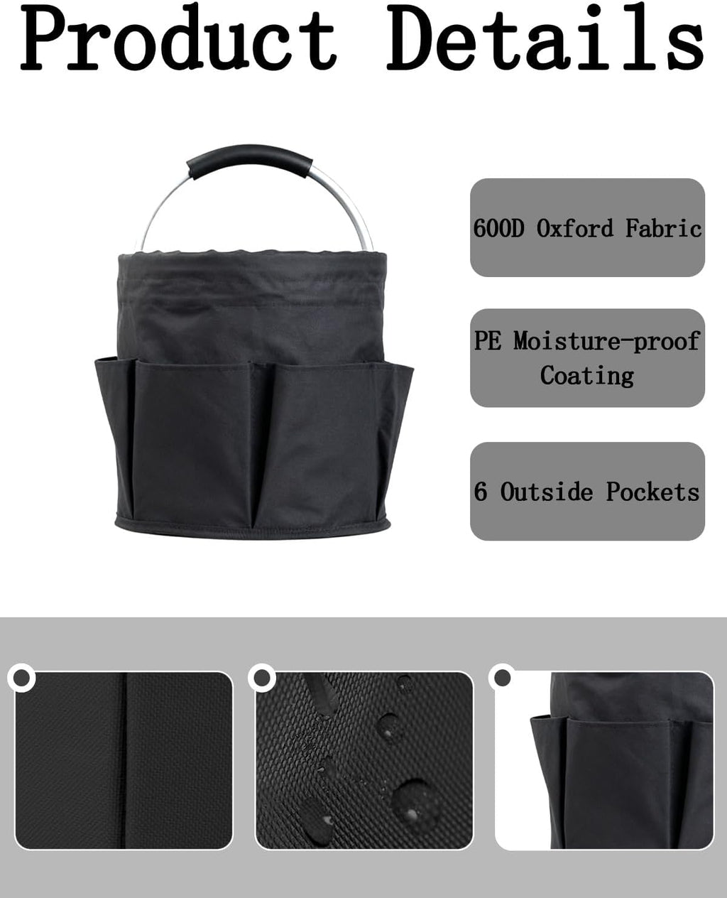 Cleaning Caddy with Handle, Cleaning Products Organiser, Foldable Storage Basket, Large Supply Organiser 17L with 6