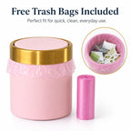 Pink Mini Trash Can with Swing Lid, 0.4 Gal Metal Countertop Bin