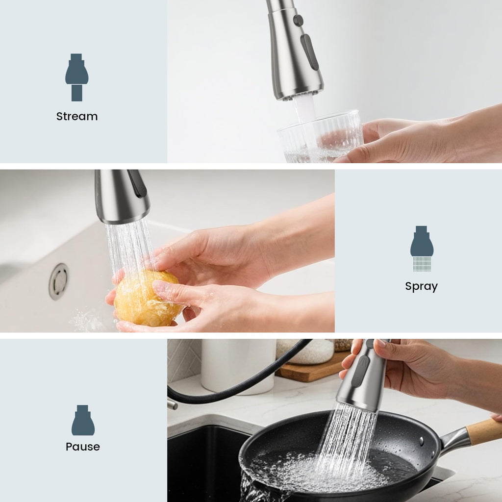 Kitchen Faucets with Pull Down Sprayer, Brushed Nickel