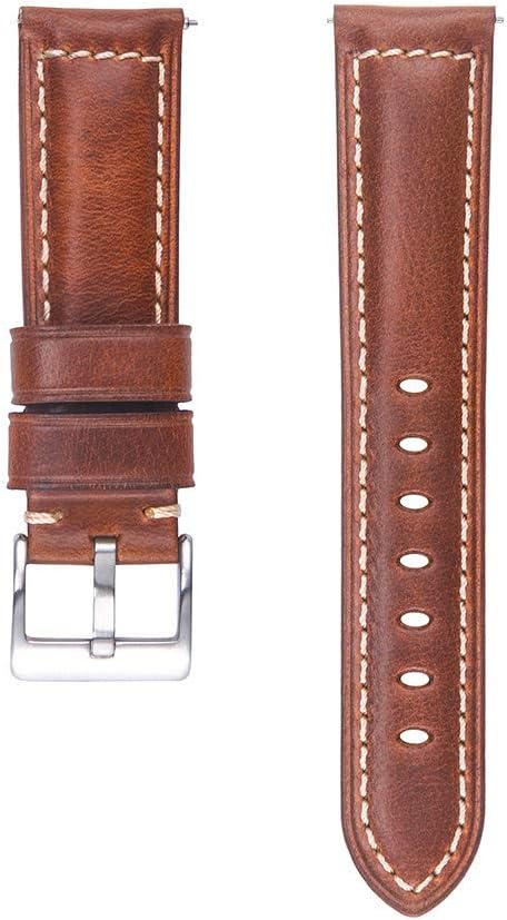 Quick Release Retro Leather Watch Band,Vintage Oil-tanned Pull-up Leather Strap Replacement,Choice of Width-18mm 20mm