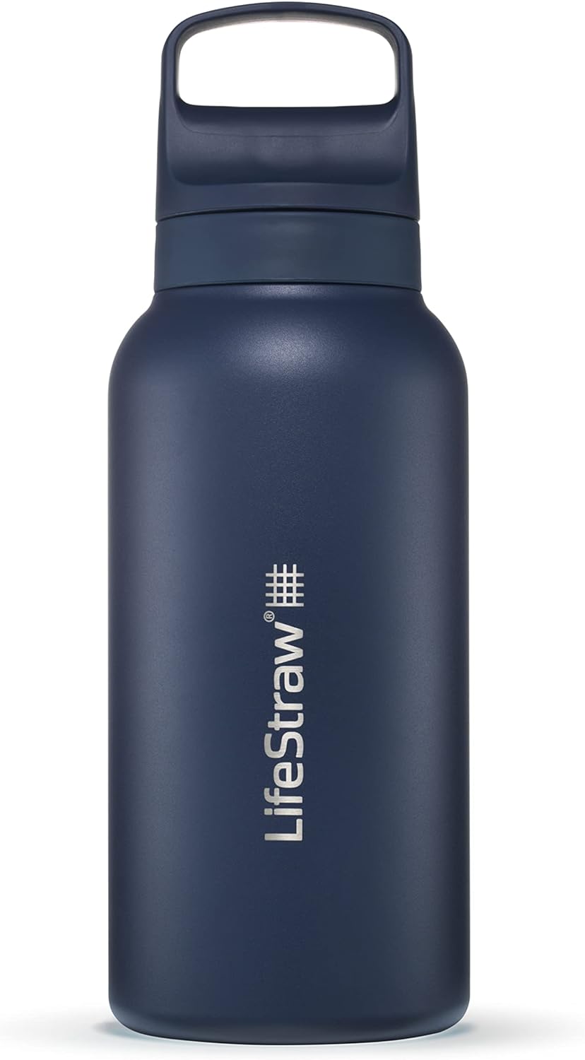 Go Series — Insulated Stainless Steel Water Filter Bottle for Travel and Everyday Use removes Bacteria, Parasites and