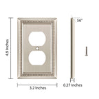 Sunken Pearls Heavy-Duty 1 Duplex Outlet Cover, Satin Nickel, 2 Pack