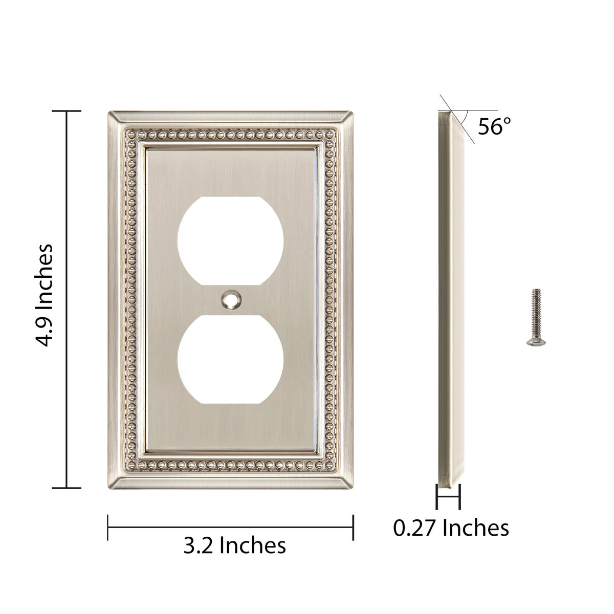 Sunken Pearls Heavy-Duty 1 Duplex Outlet Cover, Satin Nickel, 2 Pack