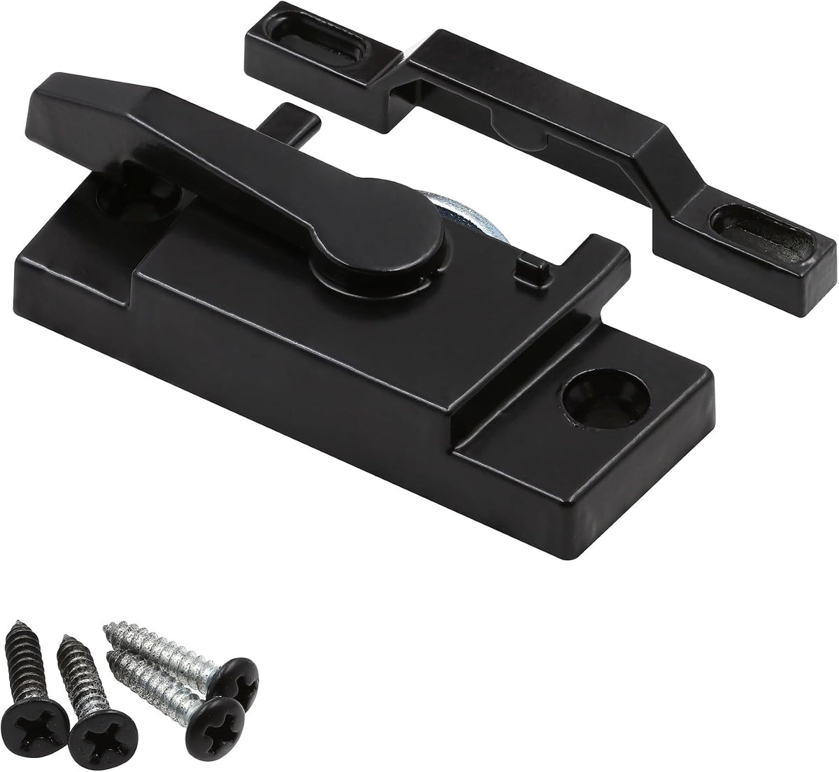 F 27448 Vinyl Window Sash Lock with Keepers, Matte Black (Single Pack)