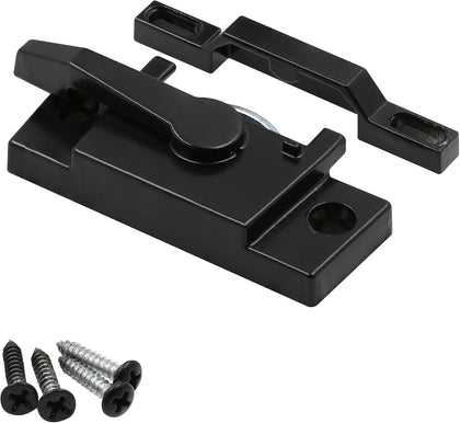 F 27448 Vinyl Window Sash Lock with Keepers, Matte Black (Single Pack)