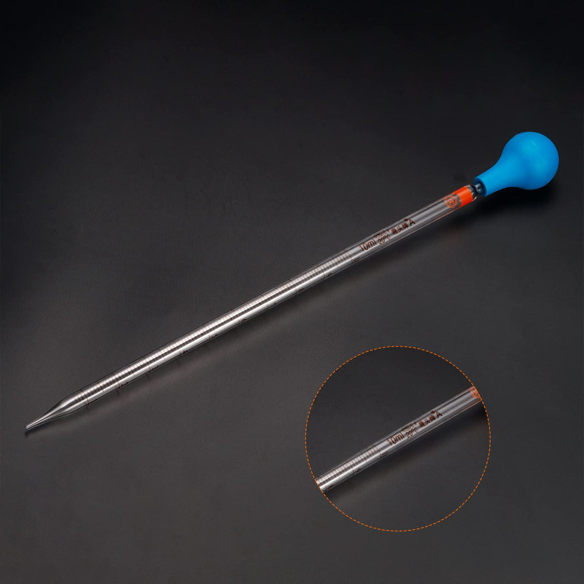 Graduated Dropper Pipettes Kit, 10ml Borosilicate Glass Pipette with Rubber Cap for Transfer Liquid for Lab