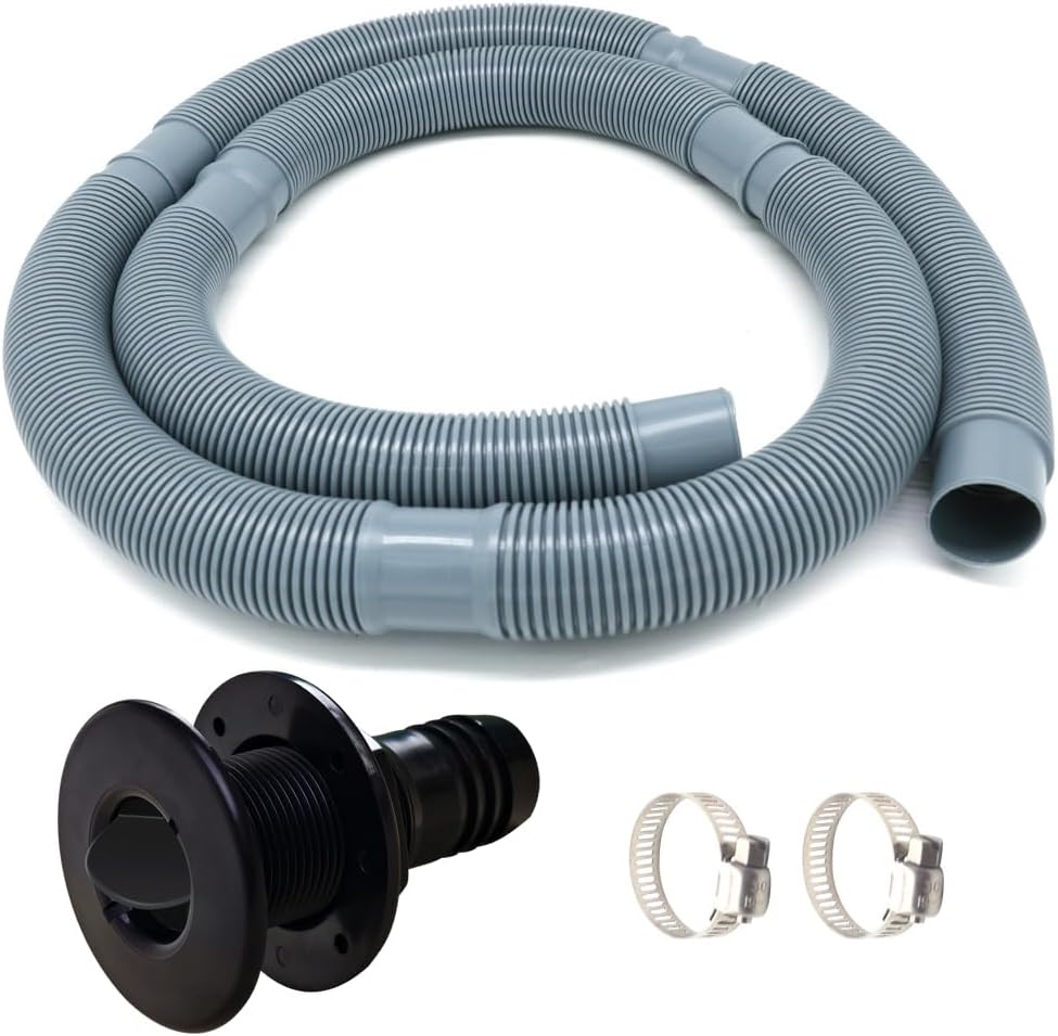 Marine Bilge Pump Hose 1-1/8 Inch Plumbing, Black Straight Thru Hull