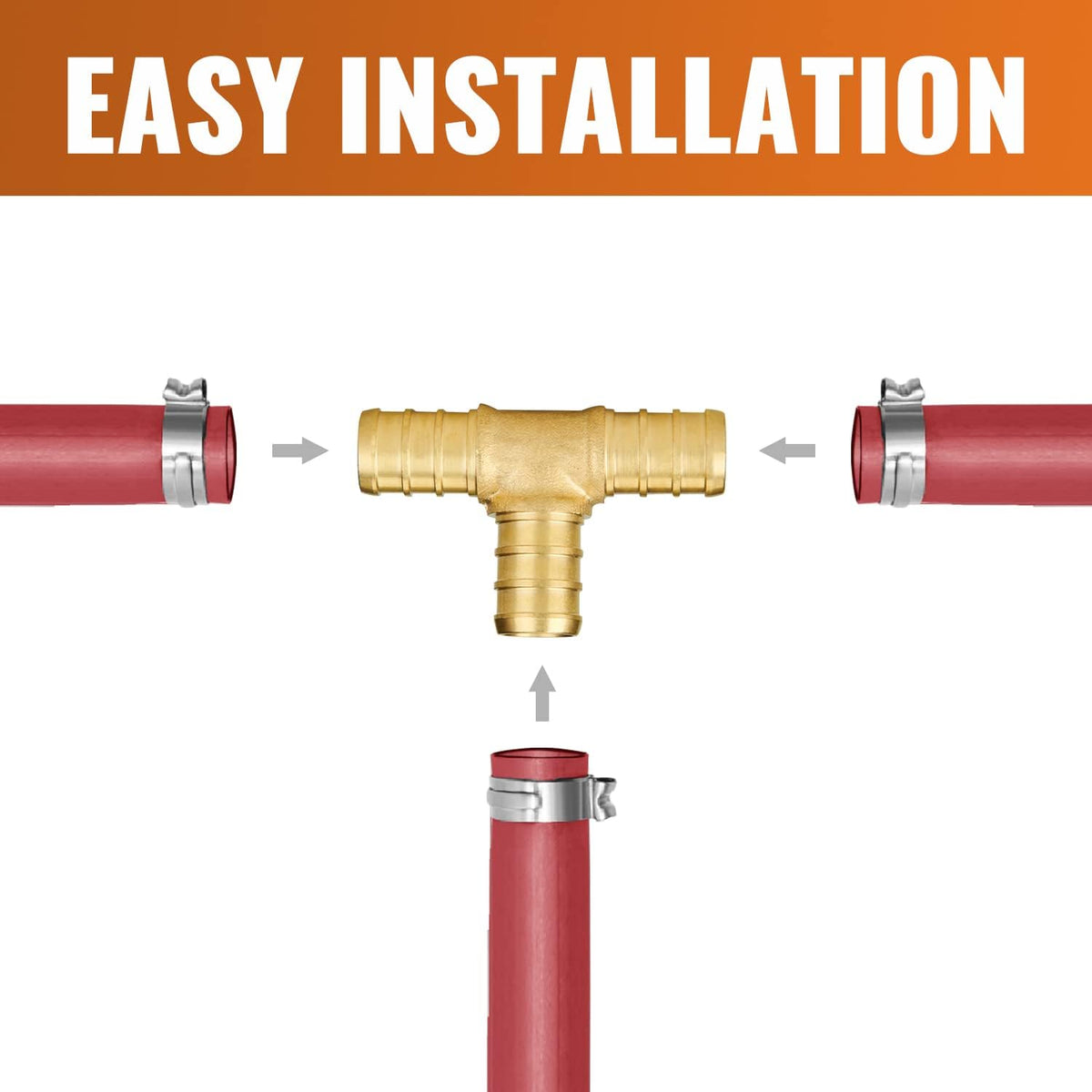SUNGATOR 6-Pack 1/2" PEX Tee, PEX Fittings 1/2 Inch Tee