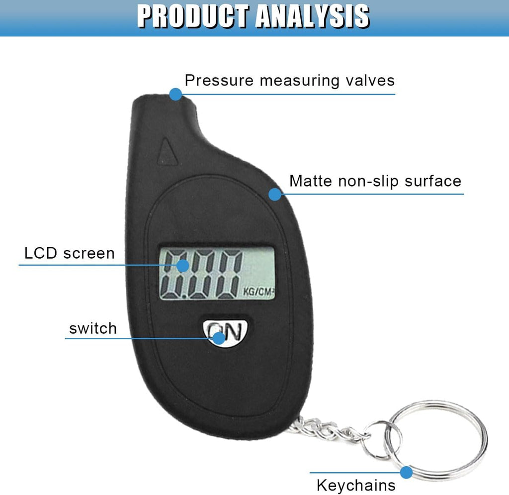 Digital Tire Pressure Gauge, 5-150PSI 4 Unit Settings (Black)