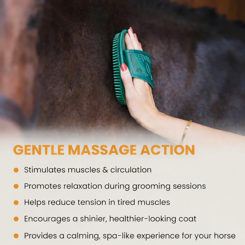 Deep Teal Flexible Glossy Curry Comb for Horses – Soft, Ergonomic Grooming Brush with Flexible Tines for Deep