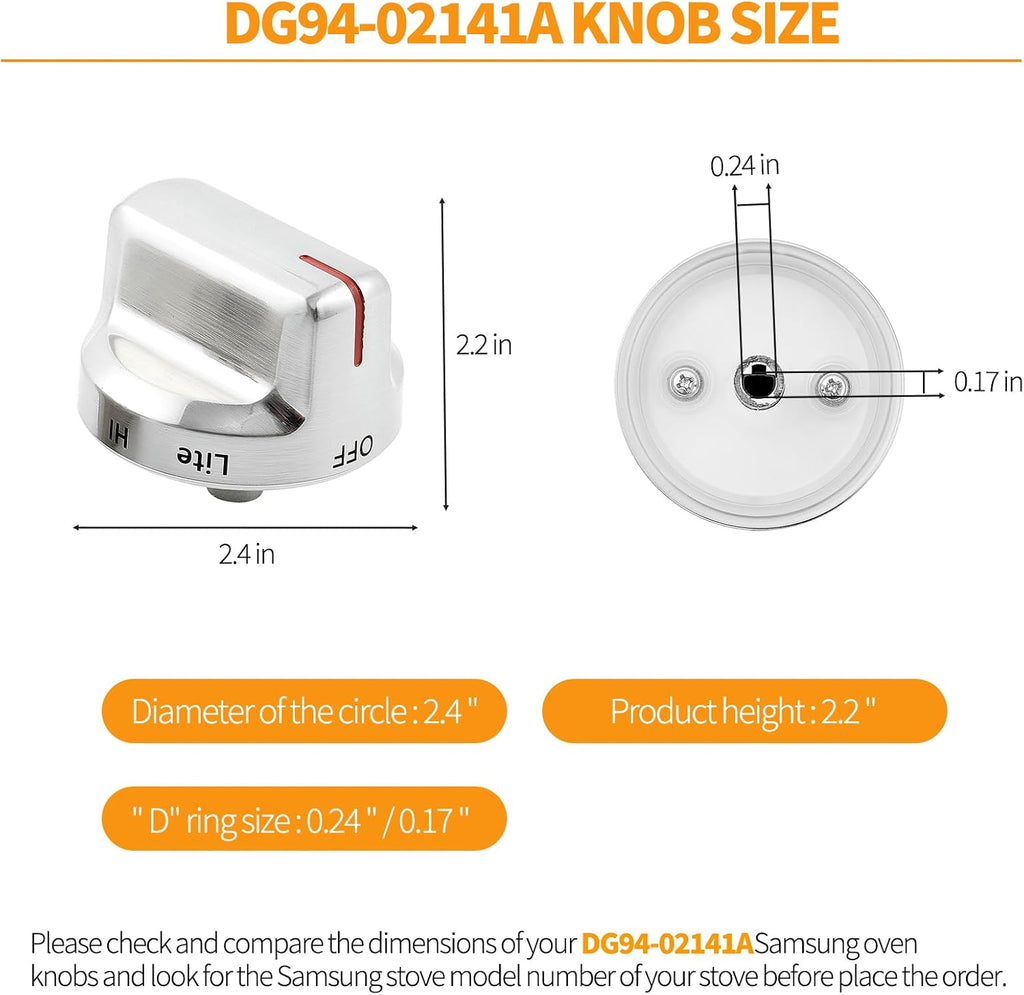 atgestore DG94-02141A Stove Knob Replacement for Samsung Stove Parts NX58M6630SS/AA NX58M6650WS/AA Samsung Assembly Gas Range Knobs Oven Knobs Cooktop Burner Control Knobs
