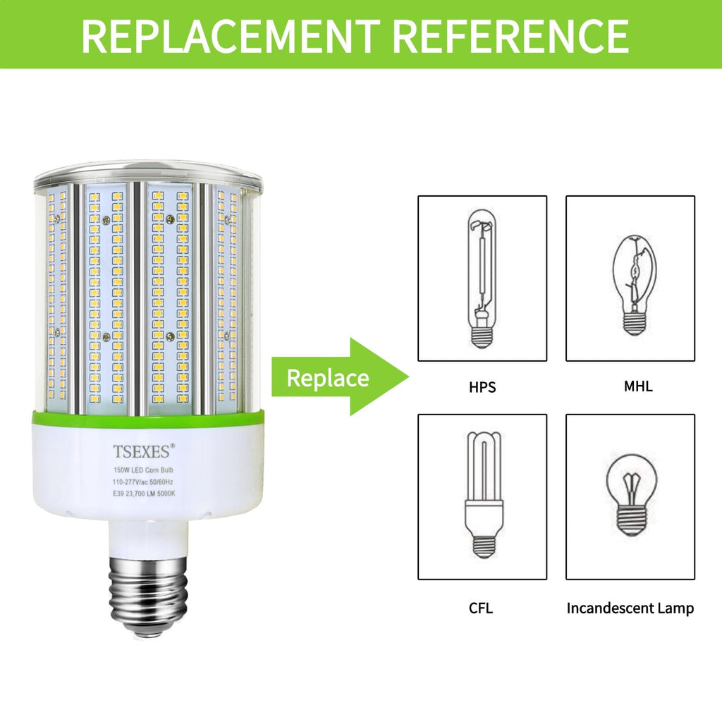 150W LED Corn Bulb 23700LM 5000K Daylight,E26/E39 Mogul Base,2-Pack