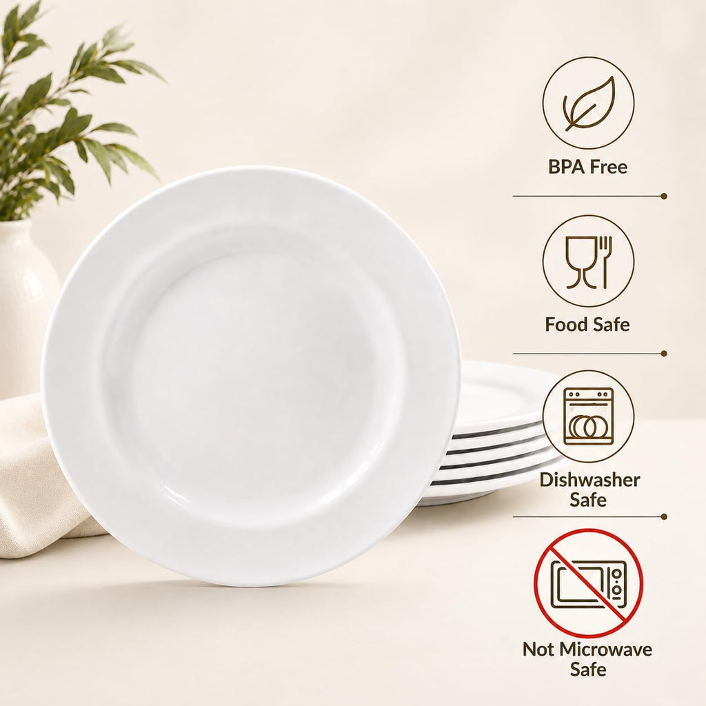 10.75" Melamine Round Dinner Plates, 6-Piece Plate Sets