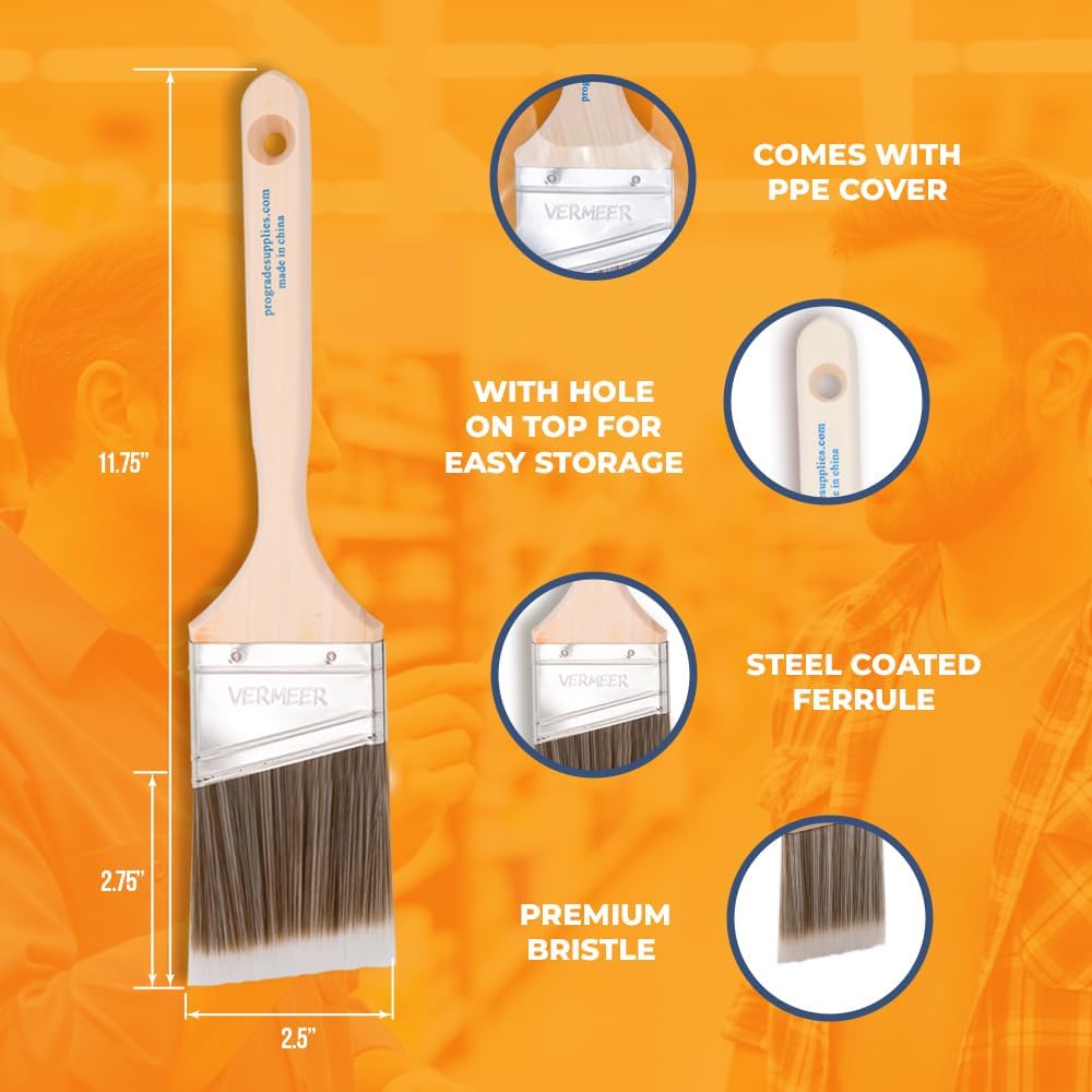 Paint Brushes, 2.5 Inch Angled Paint Brush, Trim & Cut-in, 3 Pack