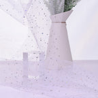 Glitter Tulle Rolls, 6” by 50 Yards Tulle Fabric Rolls(White)