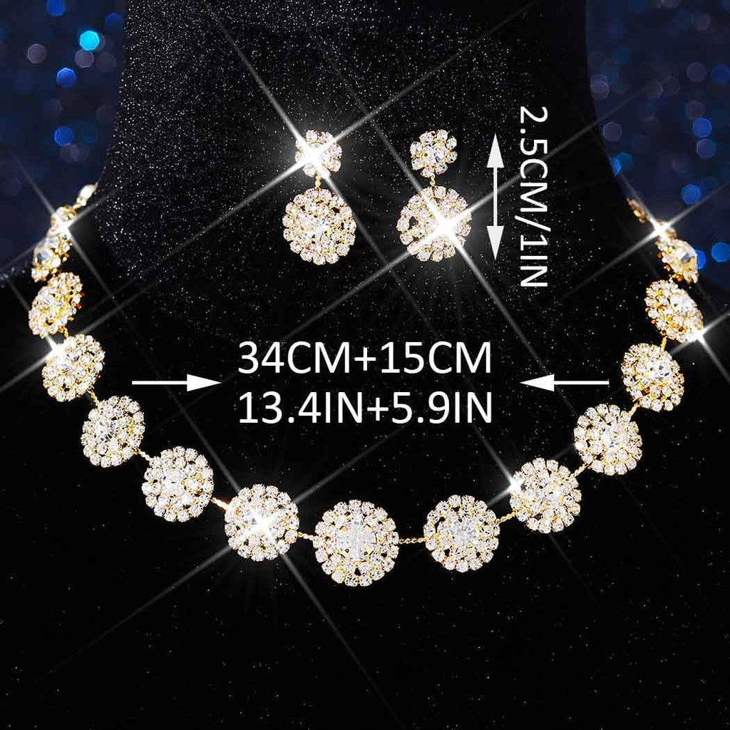 Bridal Wedding Jewelry Set Silver Rhinestone Necklace Earrings Sets Formal Costume Jewelry for Women and Brides