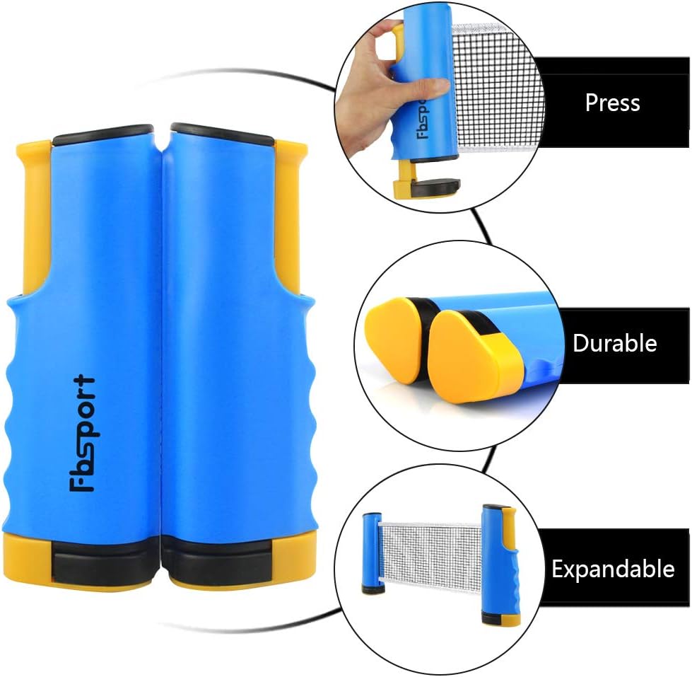Ping Pong Paddle Set, Portable Table Tennis Set with Retractable Net,Rackets,Balls and Carry Bag for Indoor/Outdoor