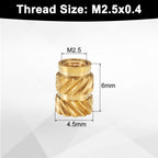 uxcell 100pcs M2.5 Threaded Inserts Brass Heat Set Insert M2.5x6mm, OD 4.5mm Knurled Insert Nuts, 3D Printing Brass Nuts Female Threaded Inserts Nuts