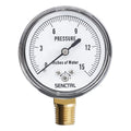 SENCTRL 0-15 Inches of Water Column Gauge, 1/4" NPT Lower Mount