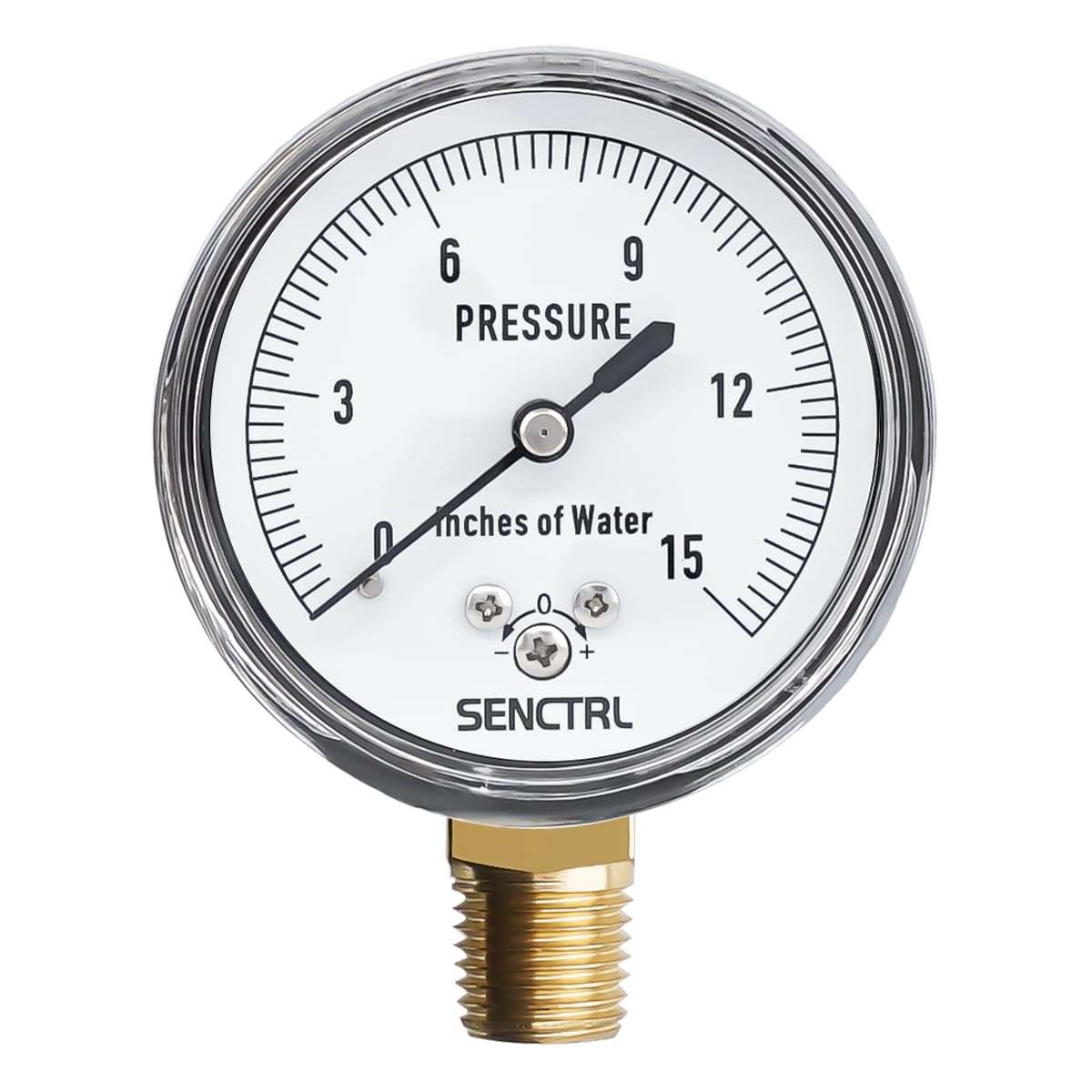 SENCTRL 0-15 Inches of Water Column Gauge, 1/4" NPT Lower Mount