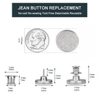 [Upgraded] 8 Sets Jean Buttons pins No Sew Instant 17mm Replacement Button Adjustable Pants Buttons Kit