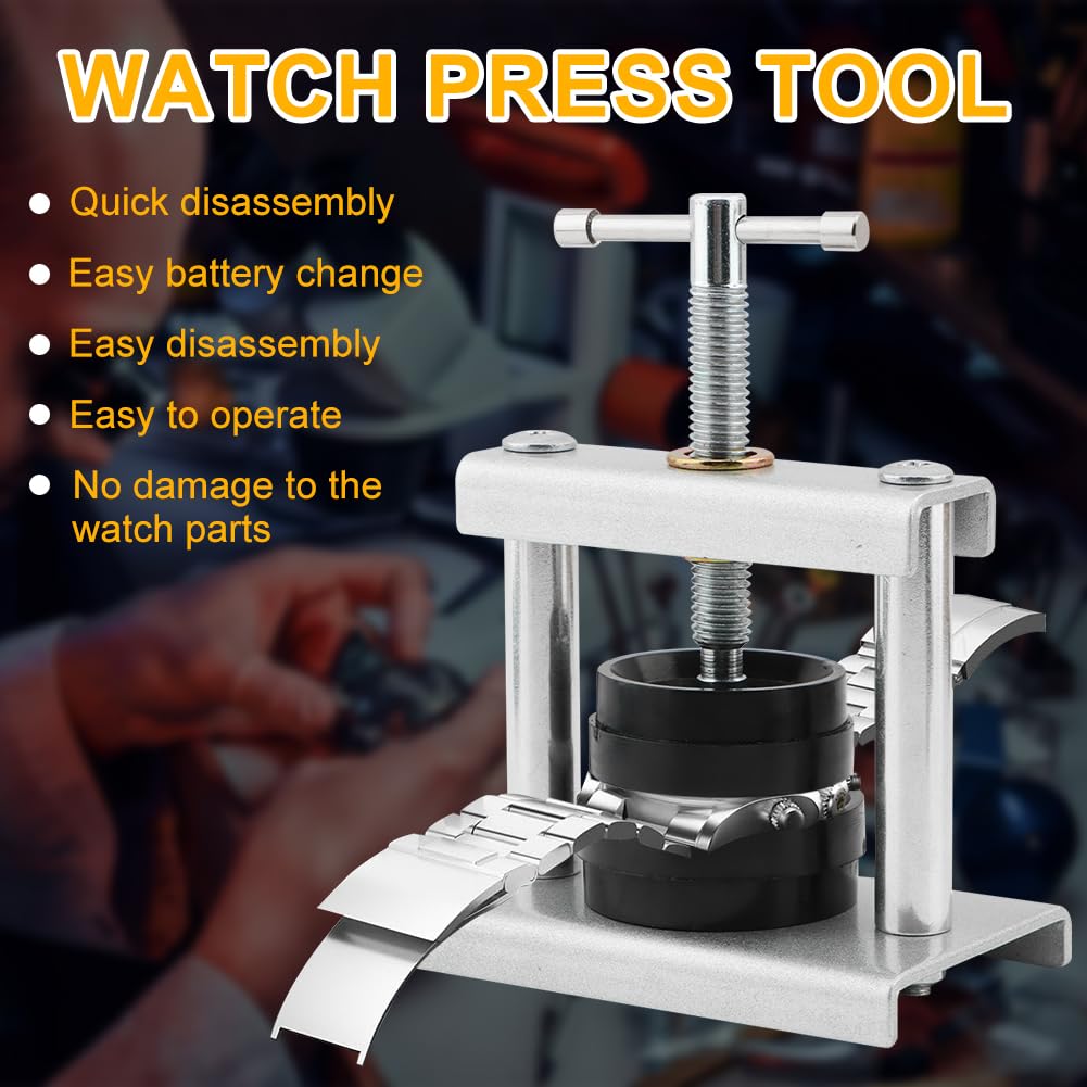Watch Press Tool Set - Case Closer with 18 Molds, Crystal Press, Battery Replacement Kit
