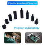 350PCS M2.5 Black Male Female Nylon Hex Spacer Standoff Screw Nut Set Assortment Kit (Black) for PCB Motherboard Circuit Board, Raspberry Pi and Hats
