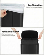 13.2+1.3 Gallon Trash Can Combo Set, Stainless Steel Garbage Bin with Pedal