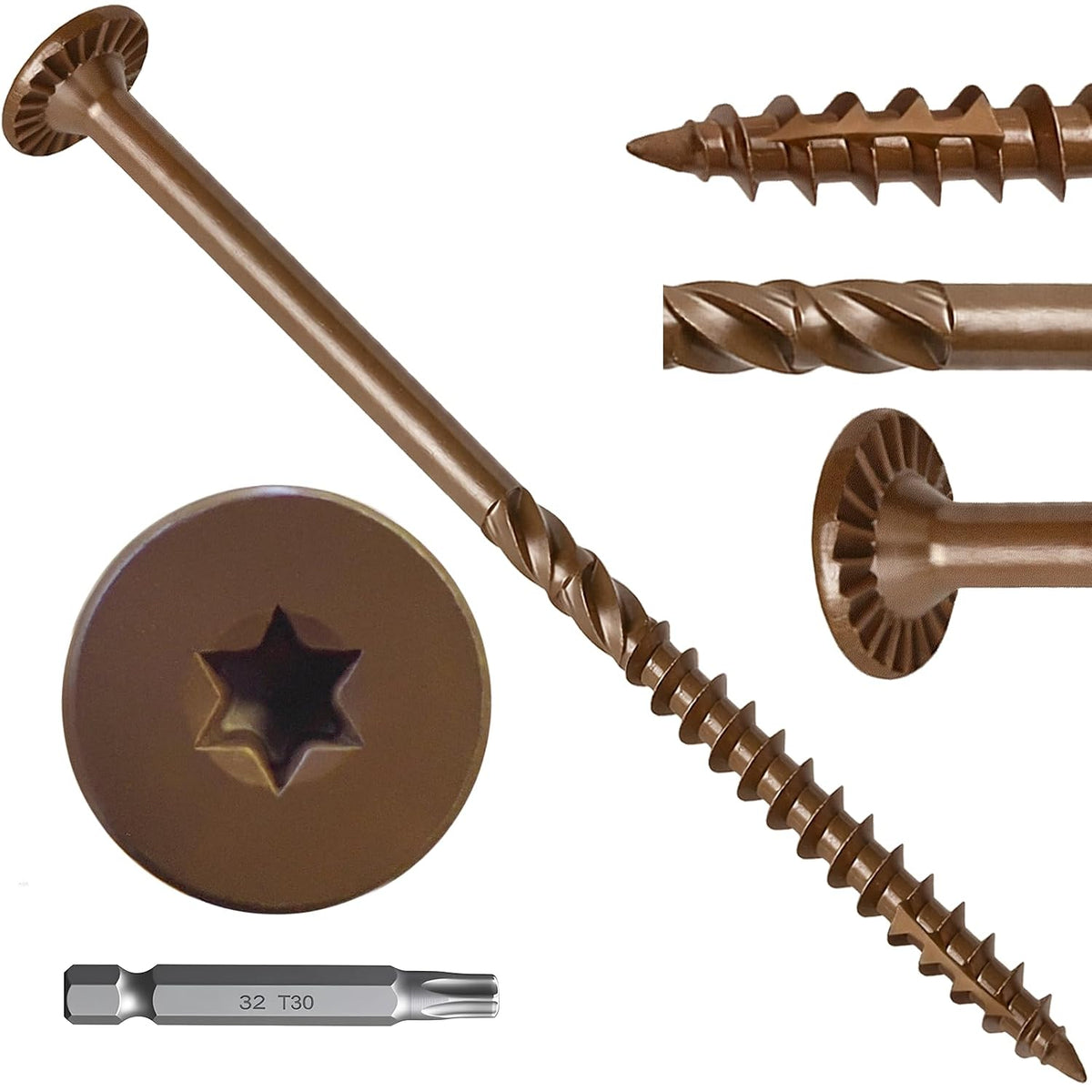 Wood Screws #14 x 10 Inch 54Pcs Structural Deck Screws with Upgraded Thread