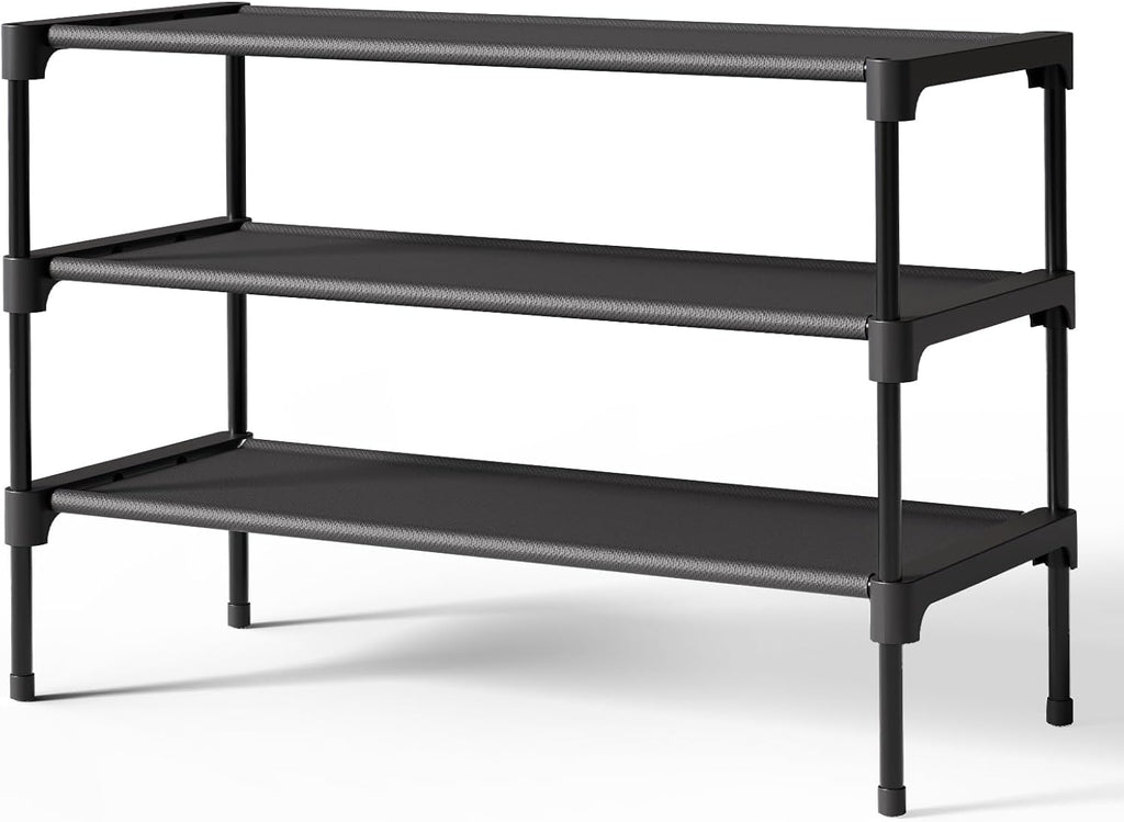 Shoe Rack - Non-Woven Shoe Rack Shelf, Shoe Organizer for Closet, Entryway, Garage & Corridor, Stackable Shoe