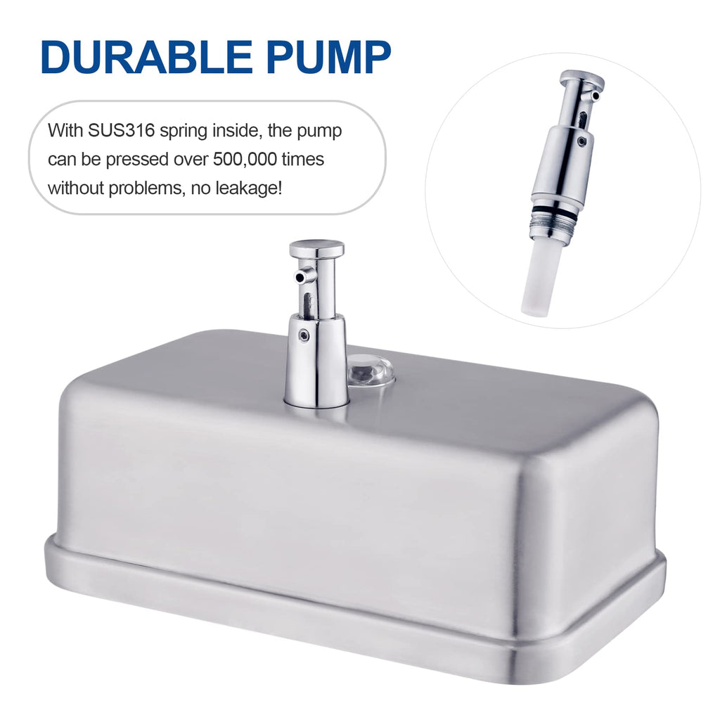 Commercial Soap Dispenser Wall Mount Stainless Steel, Horizontal