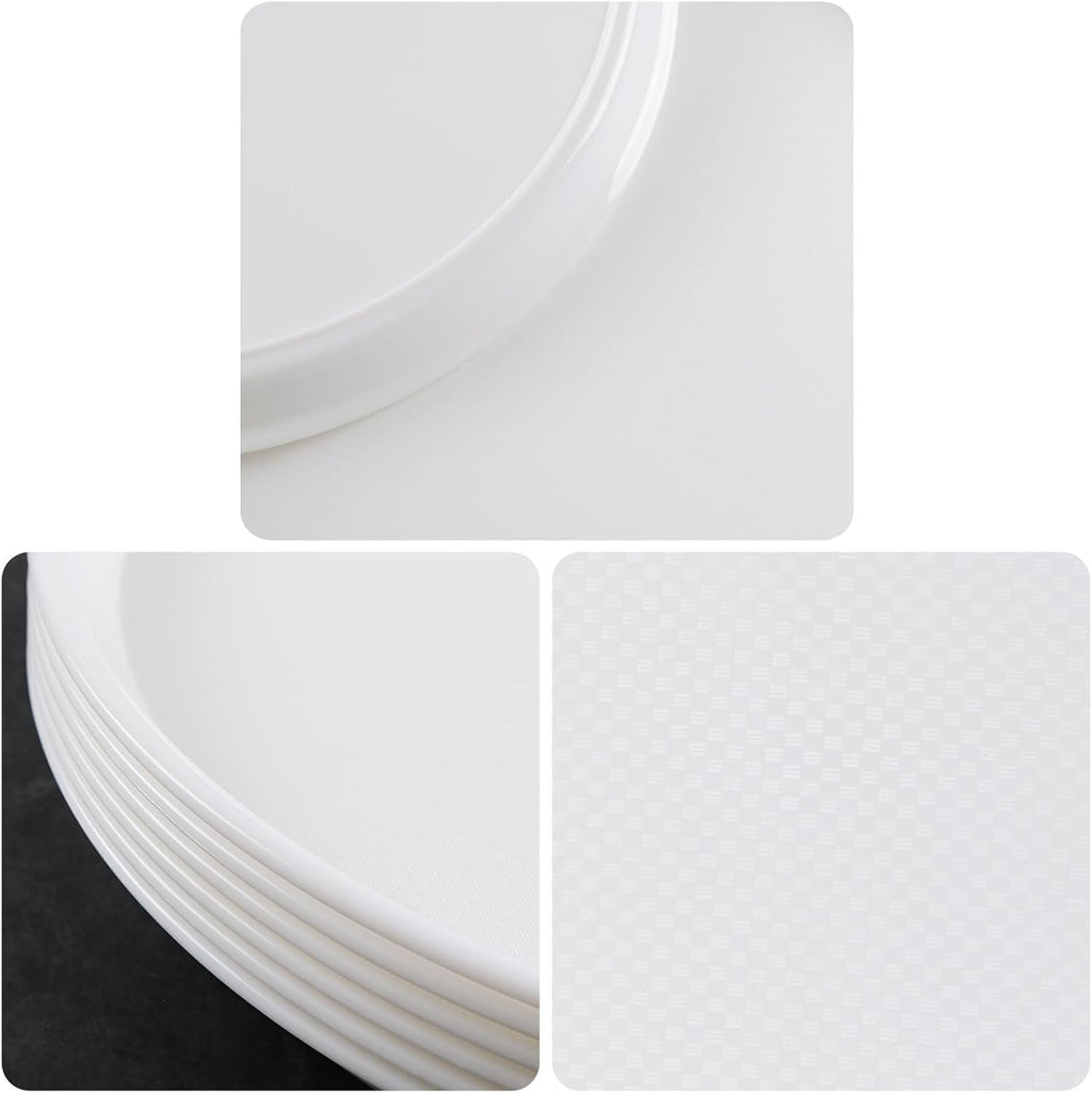 6 Packs Plastic Round Platter, 13.5-Inch Non-Slip Serving Tray Set