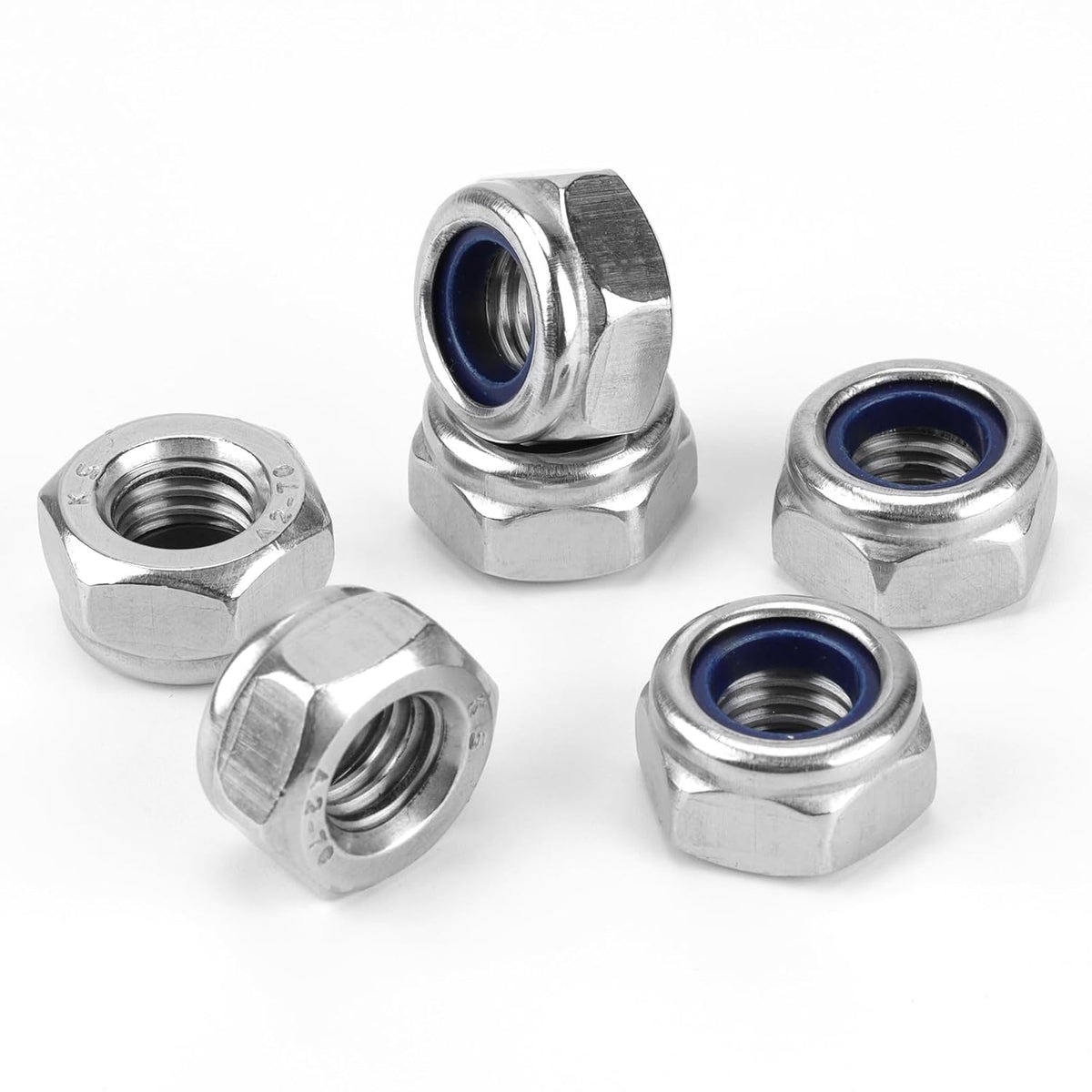 100 Pack 304 A2-70 M6 Nylon Lock Nuts