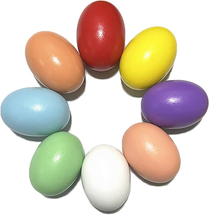 Easter Wooden Eggs Easter Decorations - 8 Colors Wood DIY Faux Egg Crafts Fake Chicken Egg Nesting Eggs Easter Home