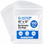 10" X 12" (100 Count) Quart Clear Reclosable Zip Plastic Poly Bags