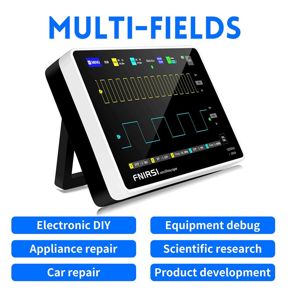 FNIRSI 1013D Plus 100MHz Oscilloscope, 2 Channel Oscilloscope 7" TFT Touch