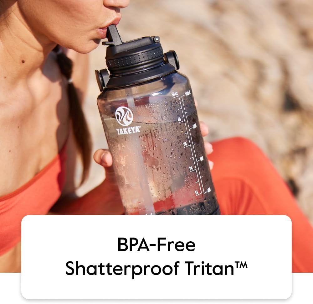 Motivational Water Bottle with Straw Lid and Time Marker (64 oz, Vivacity Purple) - Leakproof, BPA Free Water Bottle