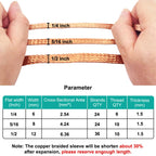 9.84ft Flat Copper Braided Ground Strap with Rings Terminal for Protect Wire