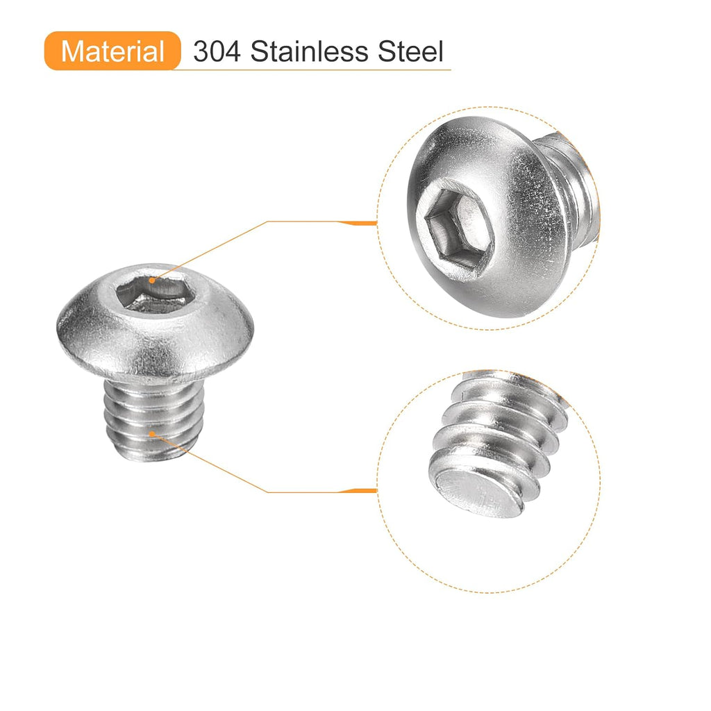 uxcell #10-32x1/4 Button Head Socket Screws, 10pcs Full Thread Hex Drive