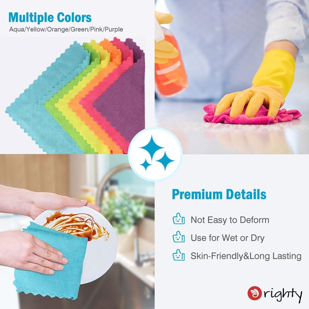 Microfiber Cleaning Cloths,150 Pack Microfiber Towels Bulk, Ultra-Soft & Absorbent Cleaning Rags, Reusable Lint Free