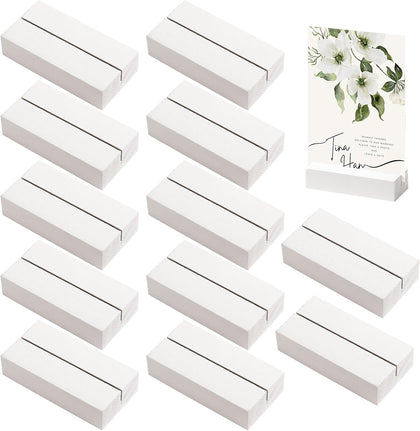 12 Pcs Wooden Table Number Holders, 2.76" x 1.38" x 0.66", White