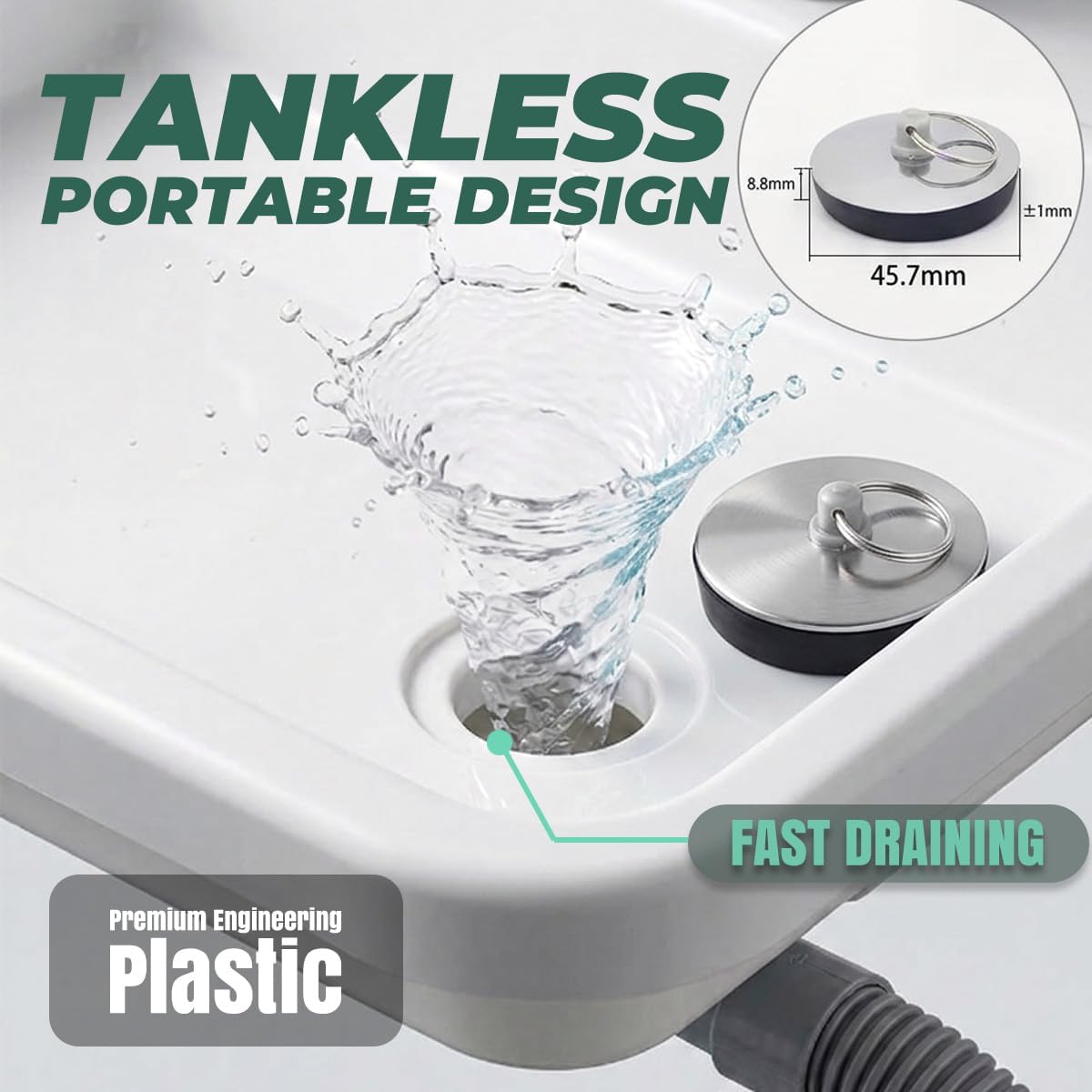 Portable Hand Washing Station with Electronic Faucet, White
