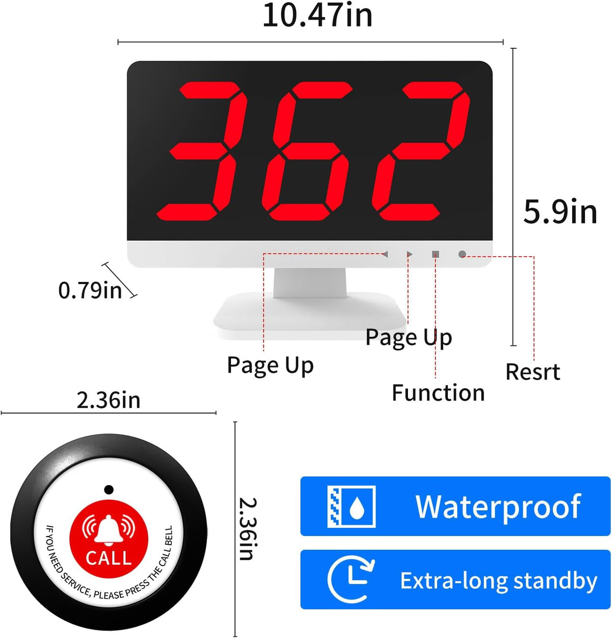 Call Bell System, Wireless Caregiver Pager for Seniory