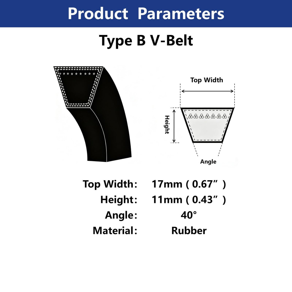 CPACAI B-78 Classic Wrapped Rubber B Profile V-Belt