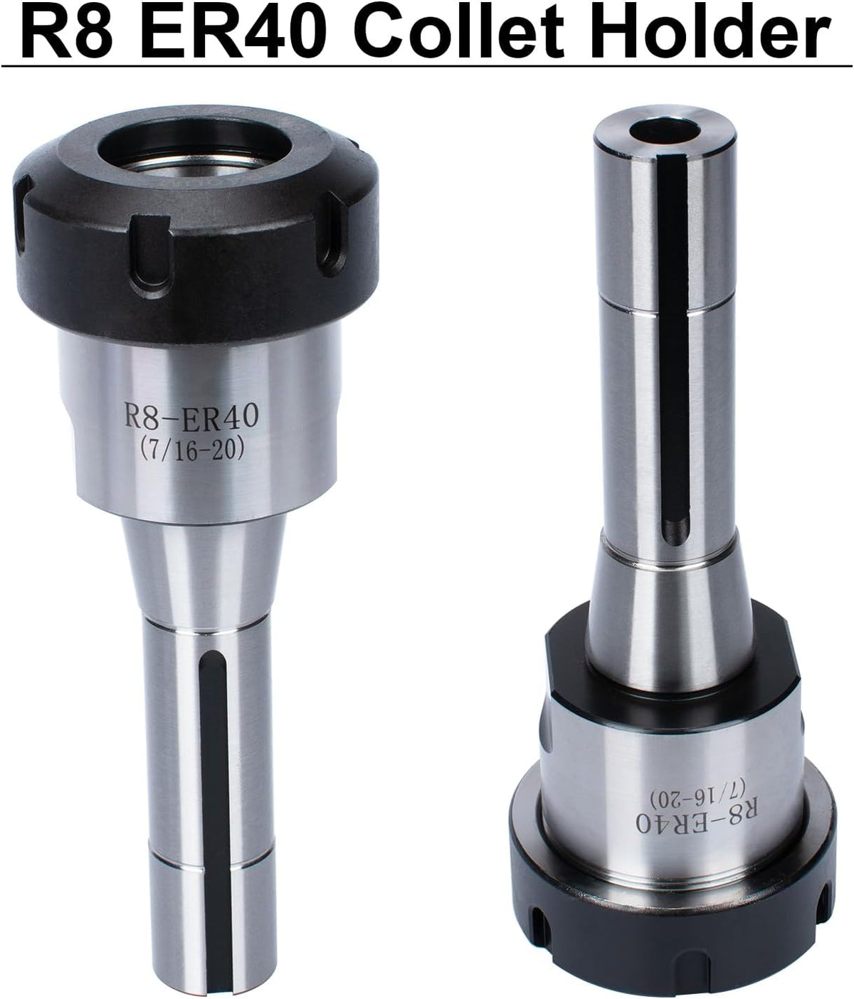 R8 ER40 Collet Holder Chuck Kit with 15 PCS ER40 Collets, R8 End Mill Collet Set