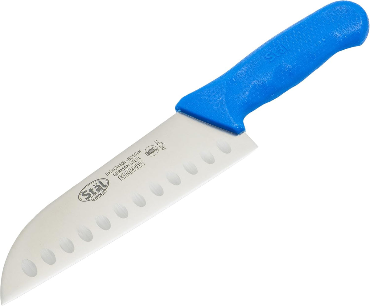 7" Blue Plastic Santoku Knife