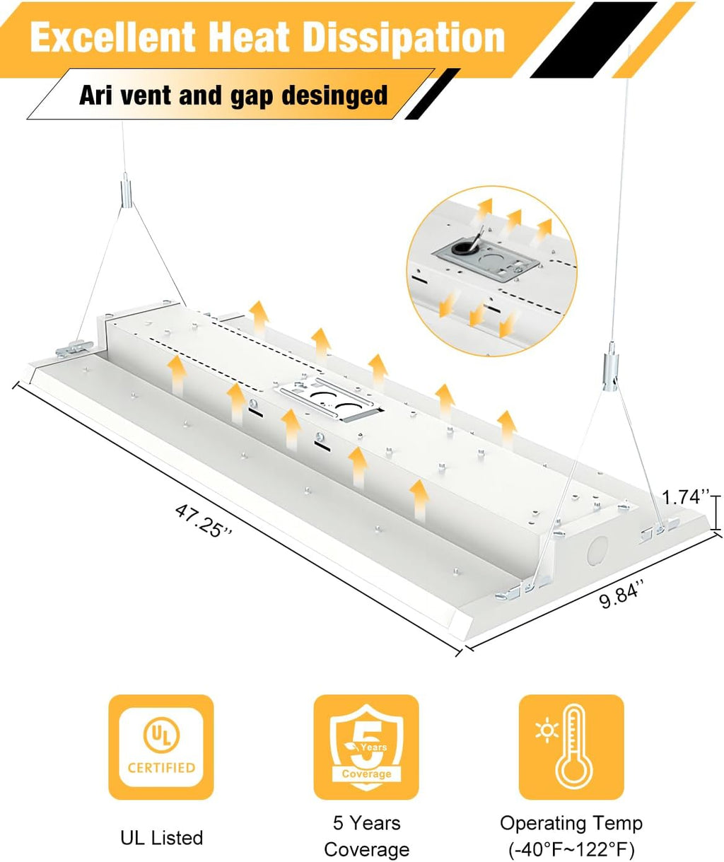 4FT LED Linear High Bay Light,400W 60000LM 5000K High Bay Shop Light
