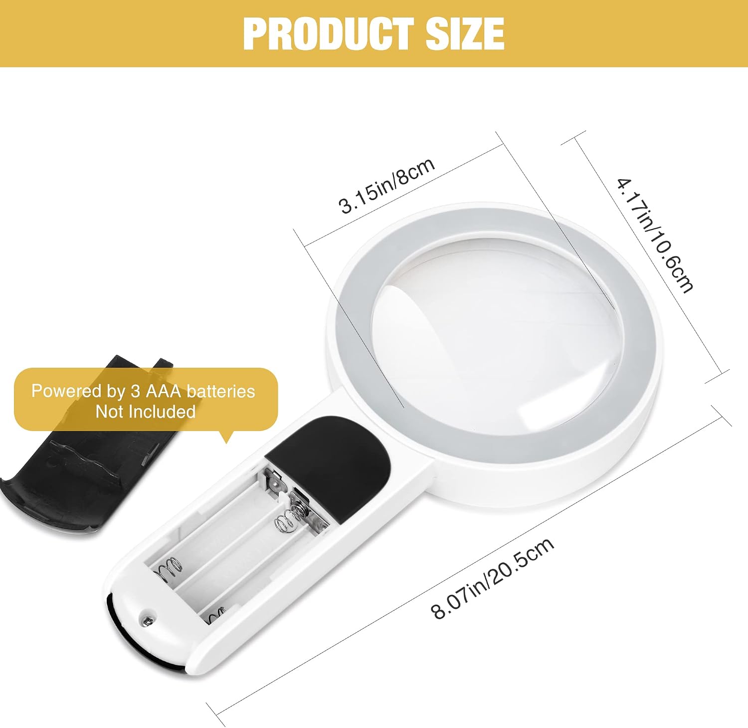 Magnifying Glass with Light, High Magnification Handheld Large Magnifying Glass 18LED Cold and Warm Light with 3