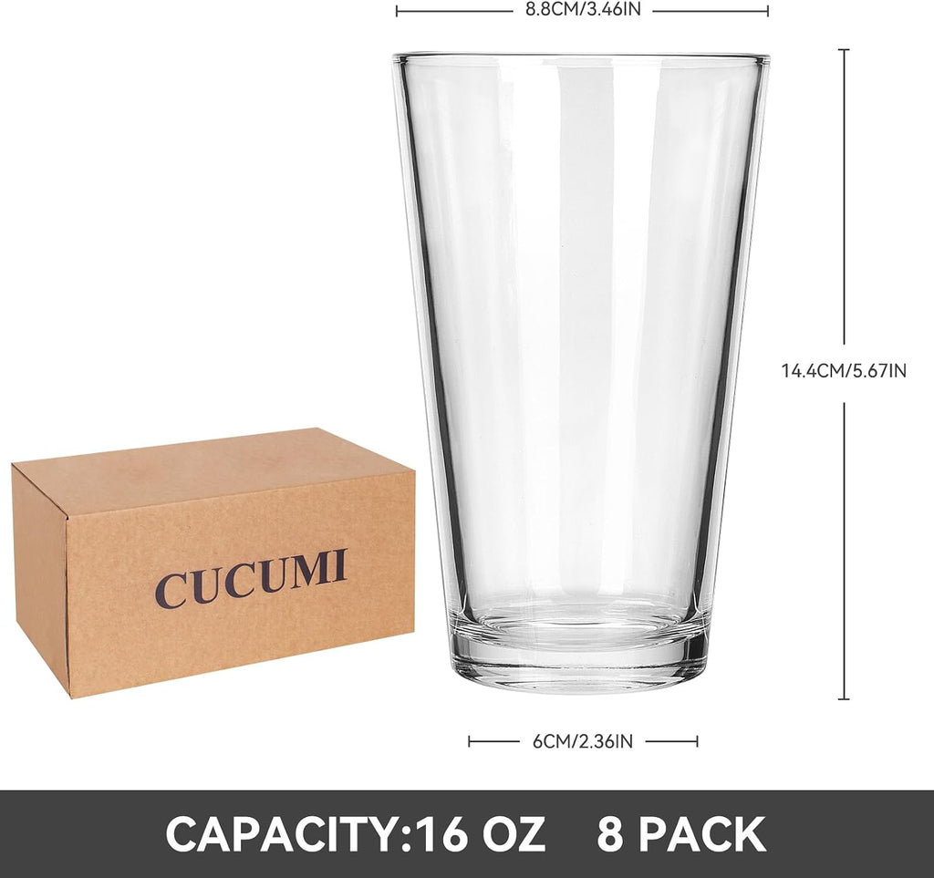 8pcs 16oz Beer Pint Glasses