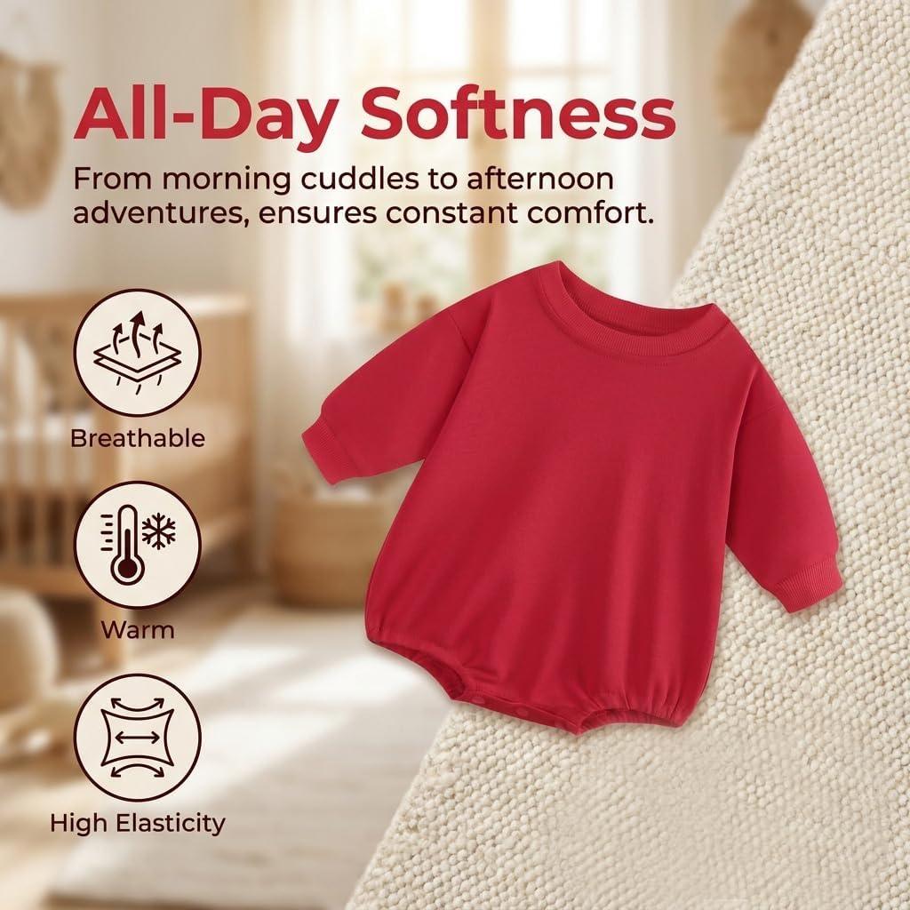 Baby Boy Bubble Romper Long Sleeve Cotton Newborn Sweatshirt Onesie Girl 0-24M